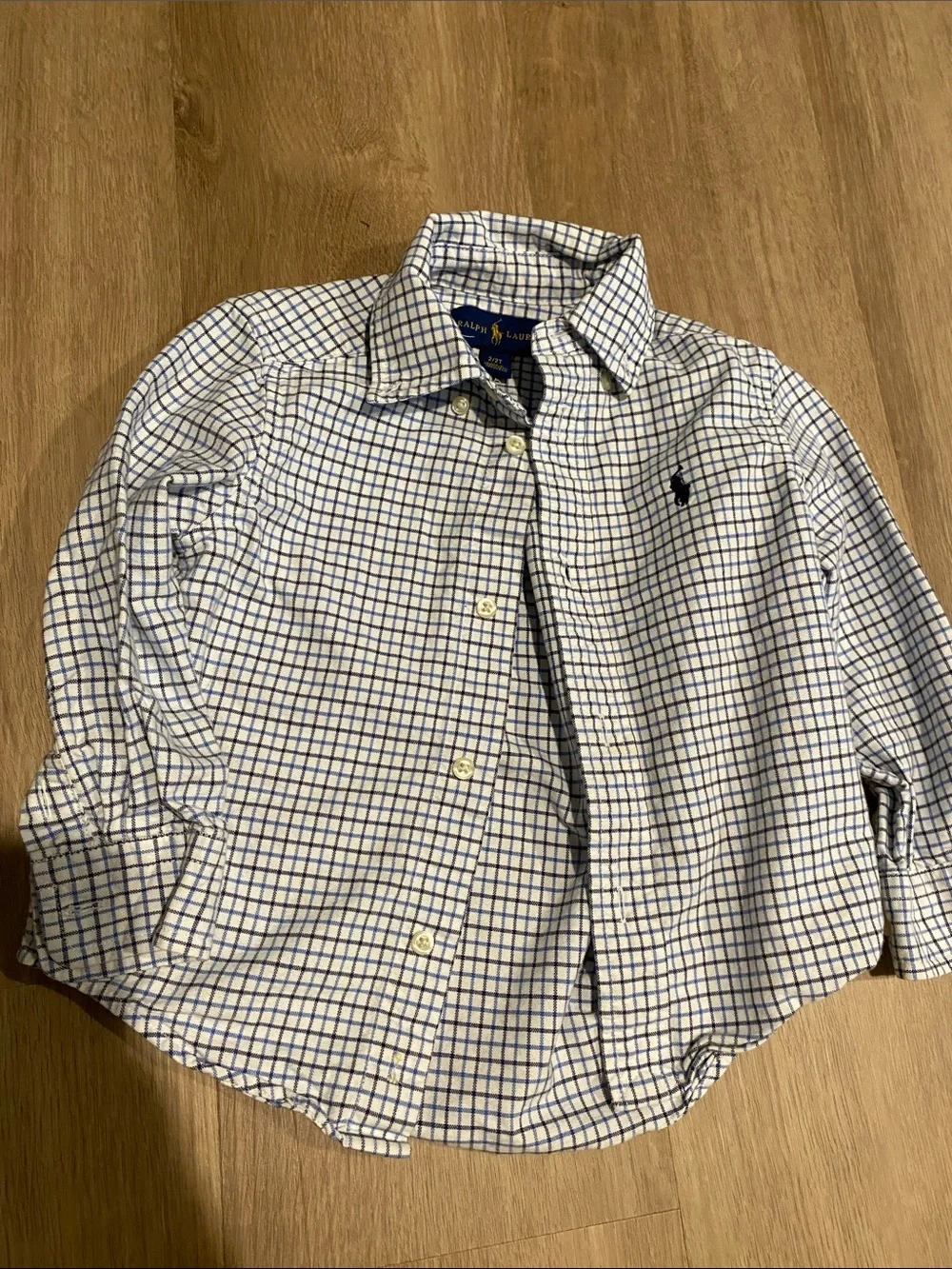 Ralph Lauren White and Blue Checked Button-Up Shirt